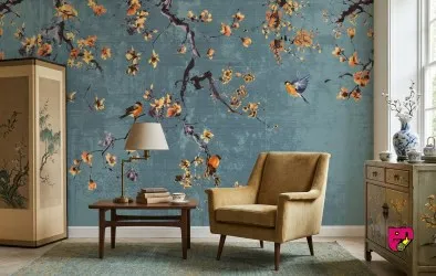SAKU | Carta da parati fiori e uccellini